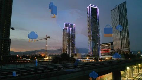 Cloud computing concept. Communication network. Stock Photos