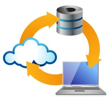 Cloud computing concept with computer 스톡 일러스트