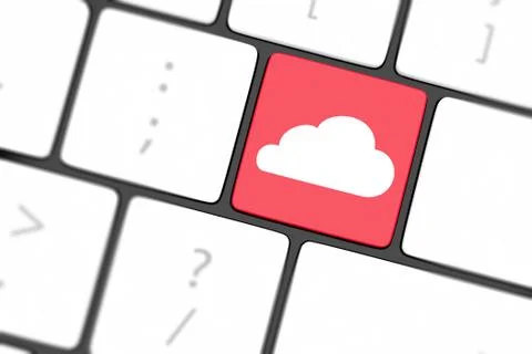 Cloud computing concept on computer keyboard with white keys. Stock Illustration