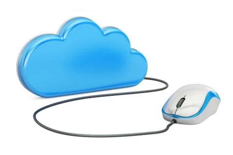 Cloud computing concept with computer mouse, 3D rendering Stock Illustration