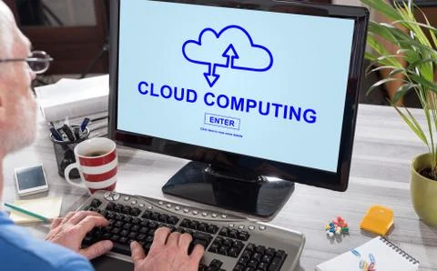Cloud computing concept on a computer Foto stock