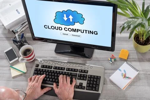 Cloud computing concept on a computer 스톡 사진