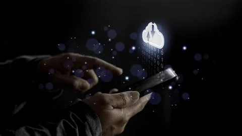 Cloud computing concept - connect to cloud. Businessman or information tech.. Stock Photos