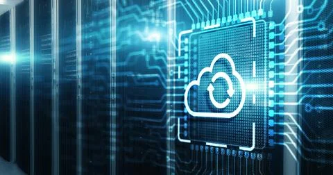 Cloud computing concept. Connect to cloud. 3d Electronic Circuit Board Chip Stock Photos