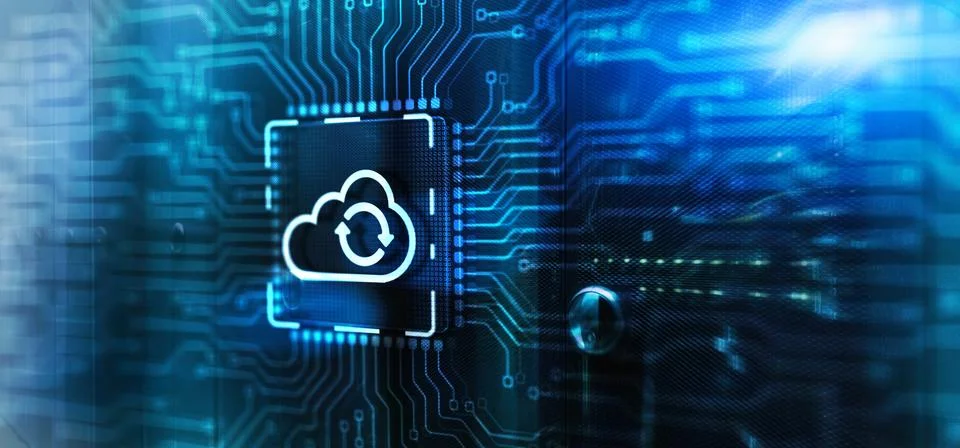 Cloud computing concept. Connect to cloud. 3d Electronic Circuit Board Chip Stock Photos
