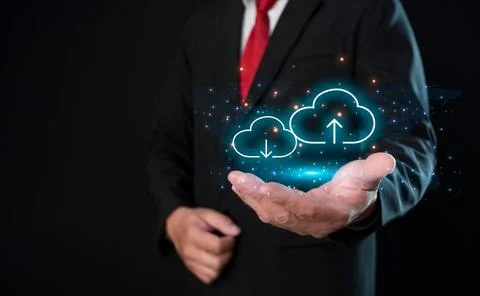 Cloud computing concept, connect communication equipment  information and t.. 스톡 사진