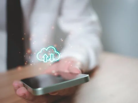 Cloud computing concept, connect communication equipment  information and t.. 스톡 사진