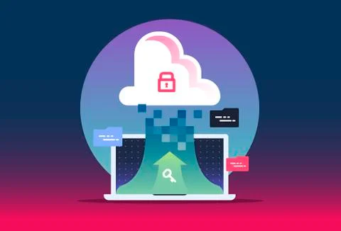 Cloud computing concept - connect devices to cloud. illustration for website  Stock Illustration