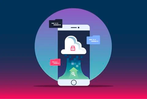 Cloud computing concept - connect devices to cloud. illustration for website  Stock Illustration