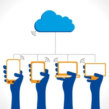 Cloud computing concept, connect every device vector 스톡 일러스트