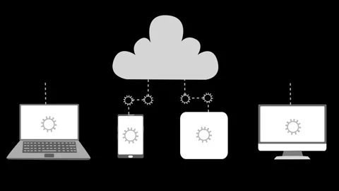 Cloud Computing Concept with Connected Devices Animation Stock Footage 325243549