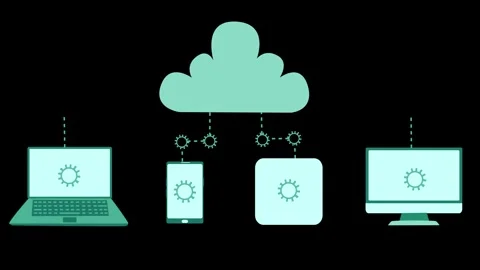 Cloud Computing Concept with Connected Devices Animation Видео 325243562