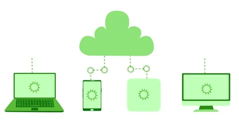 Cloud Computing Concept with Connected Devices Animation Stock Footage 325243717
