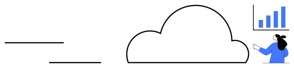 Cloud Computing Concept with Data Analysis and User Interaction Stock Illustration