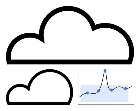 Cloud Computing Concept with Data Analysis Graph Overlay for Digital Solution Stock Illustration