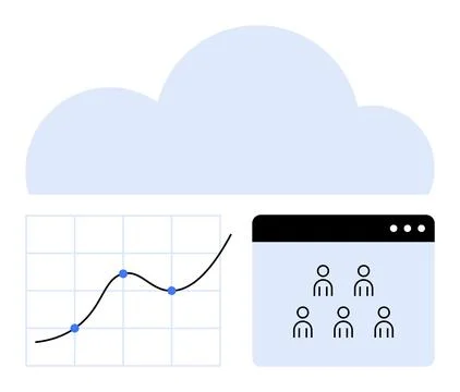 Cloud Computing Concept with Data Analytics Graph and User Management Interfa 库存插图
