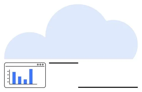 Cloud Computing Concept with Data Analytics Chart and Digital Interface 库存插图