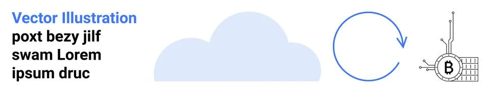 Cloud Computing Concept with Data Encryption and Sync Symbol in Blue Stock Illustration