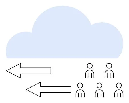 Cloud Computing Concept with Data Flow Arrows and People Icons Stock Illustration