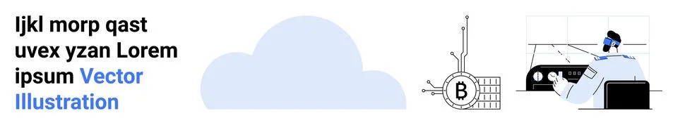 Cloud Computing Concept with Data Security and Engineering Elements Illustrazione stock