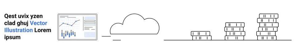 Cloud Computing Concept with Data Storage, Analytics Charts, and Server Racks Illustrazione stock