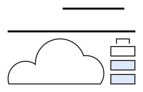 Cloud Computing Concept with Data Storage Icons and Connectivity Lines in M.. Illustrazione stock
