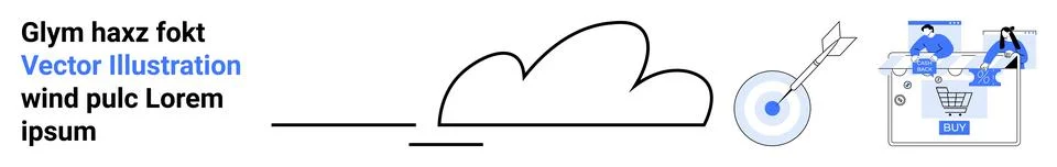 Cloud Computing Concept with Data Storage and Target Marketing Representation Illustrazione stock