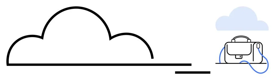 Cloud Computing Concept with Data Transfer to Portable Device Stock Illustration