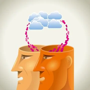 Cloud computing concept, data transmission concept. イラスト素材