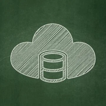 Cloud computing concept: Database With Cloud on chalkboard background Stock Illustration