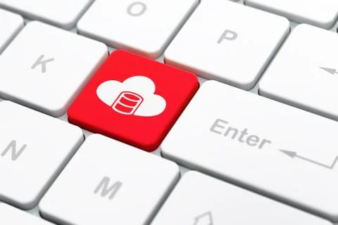 Cloud computing concept: Database With Cloud on computer keyboard background Stock-Illustration