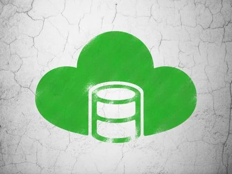 Cloud computing concept: Database With Cloud on wall background Stock Illustration