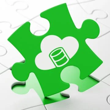 Cloud computing concept: Database With Cloud on puzzle background イラスト素材