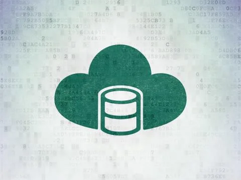 Cloud computing concept: Database With Cloud on Digital Data Paper background 库存插图