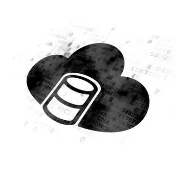 Cloud computing concept: Database With Cloud on Digital background Stock Illustration
