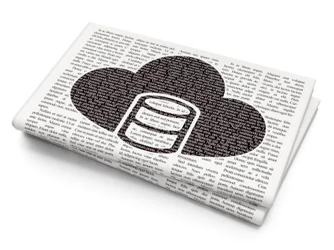 Cloud computing concept: Database With Cloud on Newspaper background Stock Illustration