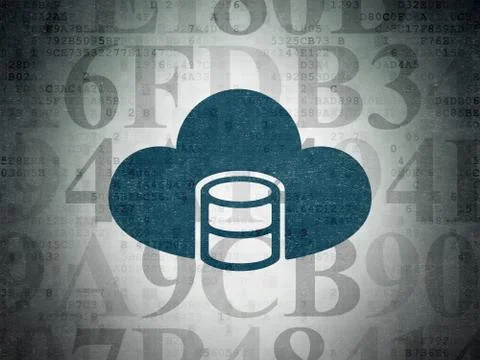 Cloud computing concept: Database With Cloud on Digital Data Paper background Stock Illustration