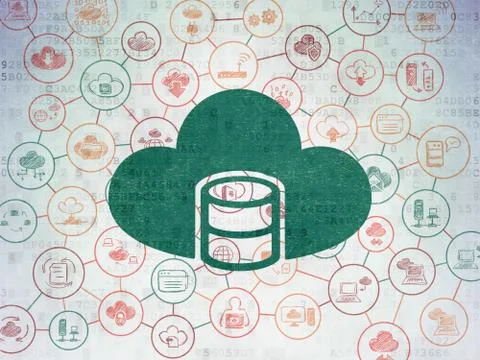 Cloud computing concept: Database With Cloud on Digital Data Paper background 스톡 일러스트