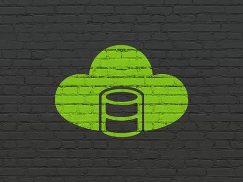 Cloud computing concept: Database With Cloud on wall background Stock Illustration
