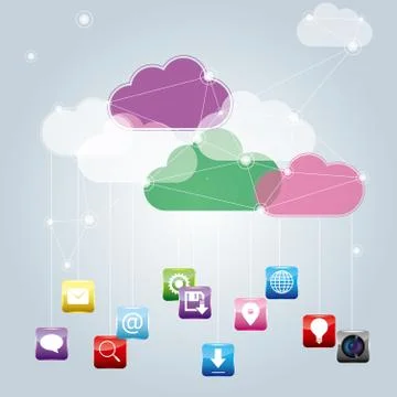 Cloud computing concept design. The background is gray. Stock Illustration