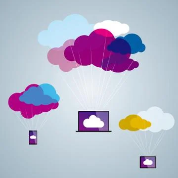 Cloud computing concept design. The background is gray. Stock Illustration