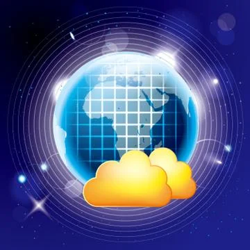 Cloud computing concept design. The background is blue. Stock Illustration