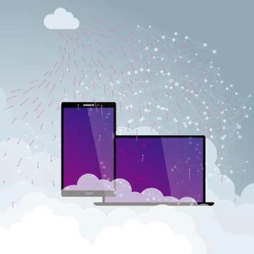 Cloud computing concept design. The background is gray. Stock Illustration