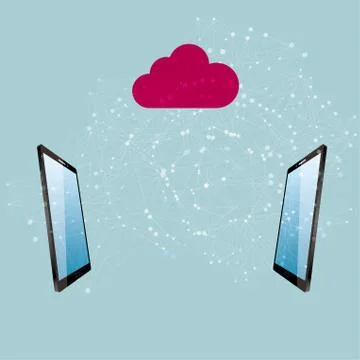 Cloud computing concept design. The background is blue. 库存插图