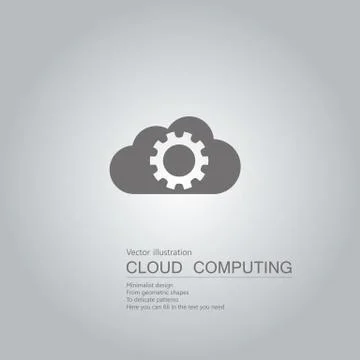 Cloud computing concept design. The background is a gradient of gray. Illustrazione stock