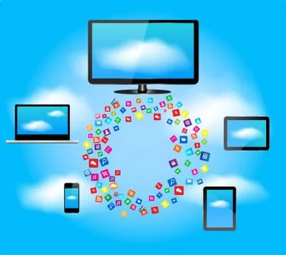 Cloud computing concept design Stock Illustration