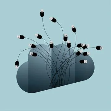 Cloud computing concept design. Isolated on blue background. Stock Illustration