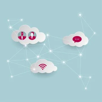 Cloud computing concept design. Isolated on blue background. Stock Illustration