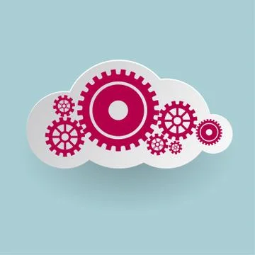 Cloud computing concept design. Isolated on blue background. Illustrazione stock