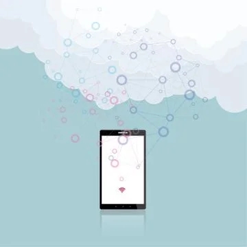 Cloud computing concept design, isolated on blue background. 库存插图